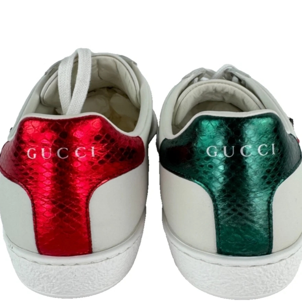 Gucci Auth Women  8.5 US 38.5 EU White Leather Web Arrow Ace Sneakers Shoes - Picture 5 of 9